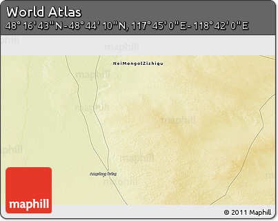 Physical 3D Map of the Area around 48° 30' 27" N, 118° 13' 29" E
