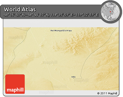Physical 3D Map of the Area around 48° 30' 27" N, 119° 4' 29" E