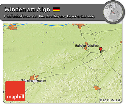 Physical 3D Map of Winden Am Aign