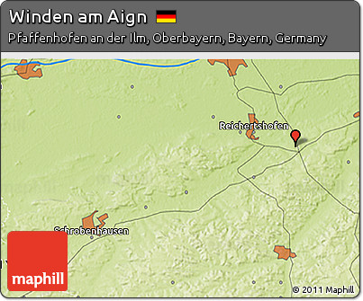 Physical 3D Map of Winden Am Aign