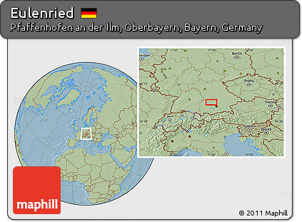 Savanna Style Location Map of Eulenried, hill shading