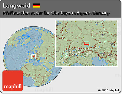 Savanna Style Location Map of Langwaid, hill shading
