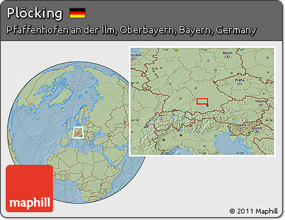 Savanna Style Location Map of Plöcking, hill shading
