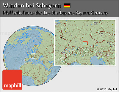 Savanna Style Location Map of Winden Bei Scheyern, hill shading