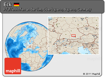 Shaded Relief Location Map of Eck