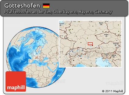 Shaded Relief Location Map of Gotteshofen