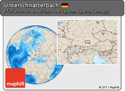 Shaded Relief Location Map of Unterschnatterbach