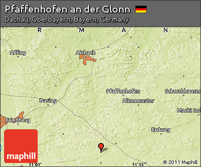 Physical Map of Pfaffenhofen An Der Glonn