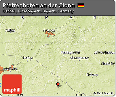 Physical Map of Pfaffenhofen An Der Glonn