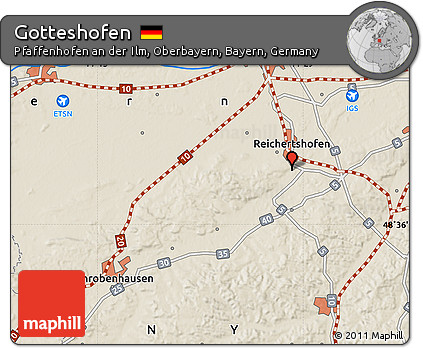 Shaded Relief Map of Gotteshofen