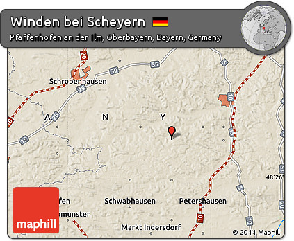 Shaded Relief Map of Winden Bei Scheyern