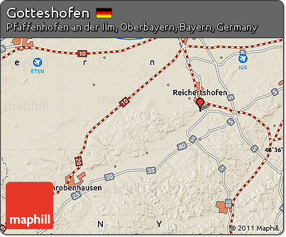 Shaded Relief Map of Gotteshofen