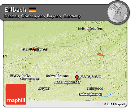 Physical Panoramic Map of Erlbach