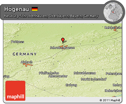 Physical Panoramic Map of Högenau