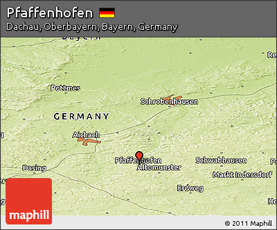 Physical Panoramic Map of Pfaffenhofen
