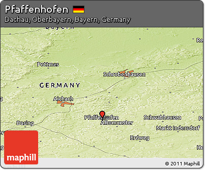 Physical Panoramic Map of Pfaffenhofen