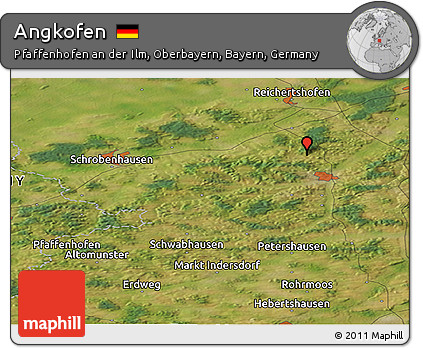 Satellite Panoramic Map of Angkofen