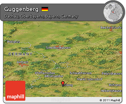 Satellite Panoramic Map of Guggenberg
