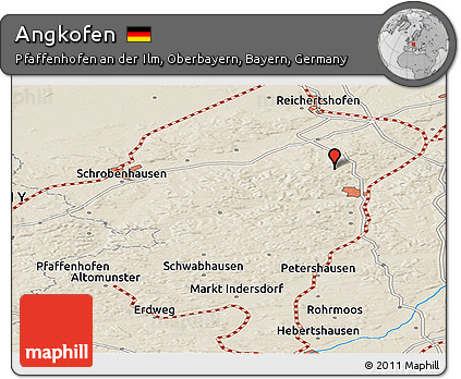 Shaded Relief Panoramic Map of Angkofen