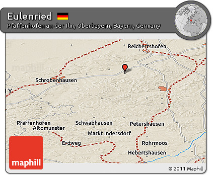 Shaded Relief Panoramic Map of Eulenried
