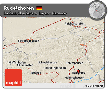Shaded Relief Panoramic Map of Rudelzhofen