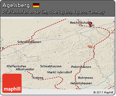 Shaded Relief Panoramic Map of Agelsberg