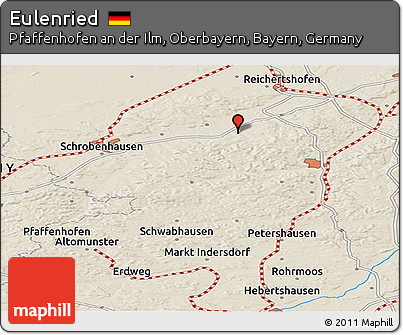 Shaded Relief Panoramic Map of Eulenried