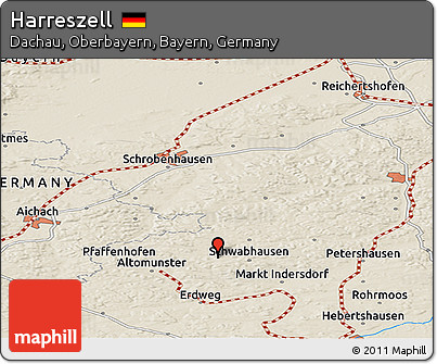 Shaded Relief Panoramic Map of Harreszell