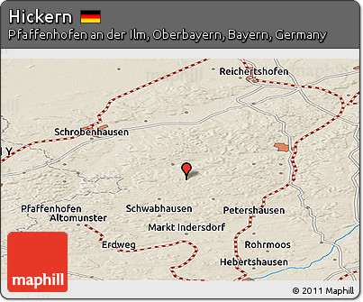 Shaded Relief Panoramic Map of Hickern