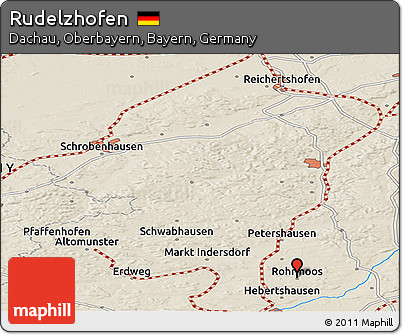 Shaded Relief Panoramic Map of Rudelzhofen