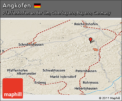 Shaded Relief Panoramic Map of Angkofen