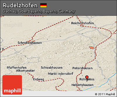 Shaded Relief Panoramic Map of Rudelzhofen