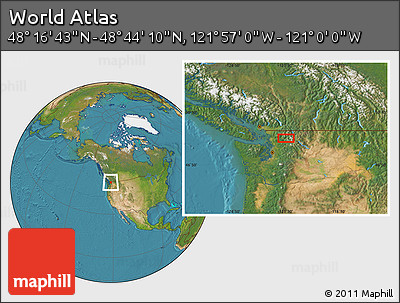 Satellite Location Map of the Area around 48° 30' 27" N, 121° 28' 29" W