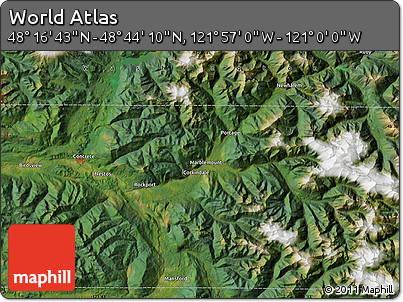 Satellite Map of the Area around 48° 30' 27" N, 121° 28' 29" W
