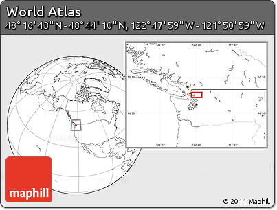Blank Location Map of the Area around 48° 30' 27" N, 122° 19' 29" W