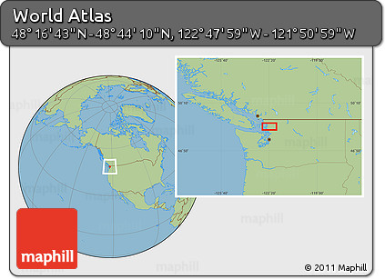 Savanna Style Location Map of the Area around 48° 30' 27" N, 122° 19' 29" W