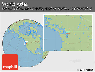 Savanna Style Location Map of the Area around 48° 30' 27" N, 122° 19' 29" W