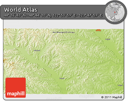 Physical 3D Map of the Area around 48° 30' 27" N, 123° 19' 29" E