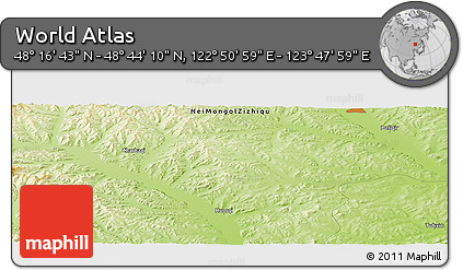 Physical Panoramic Map of the Area around 48° 30' 27" N, 123° 19' 29" E