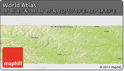 Physical Panoramic Map of the Area around 48° 30' 27" N, 123° 19' 29" E