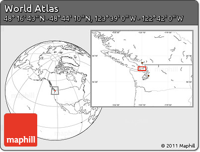Blank Location Map of the Area around 48° 30' 27" N, 123° 10' 30" W
