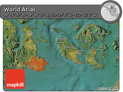 Satellite Map of the Area around 48° 30' 27" N, 123° 10' 30" W