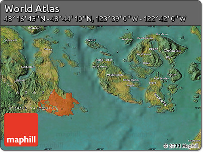 Satellite Map of the Area around 48° 30' 27" N, 123° 10' 30" W