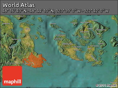 Satellite Map of the Area around 48° 30' 27" N, 123° 10' 30" W