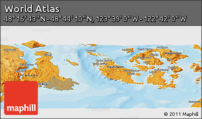 Political Panoramic Map of the Area around 48° 30' 27" N, 123° 10' 30" W