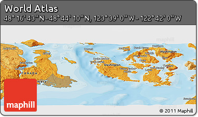 Political Panoramic Map of the Area around 48° 30' 27" N, 123° 10' 30" W