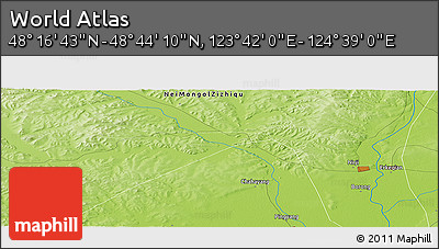 Physical Panoramic Map of the Area around 48° 30' 27" N, 124° 10' 30" E