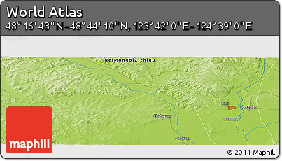 Physical Panoramic Map of the Area around 48° 30' 27" N, 124° 10' 30" E