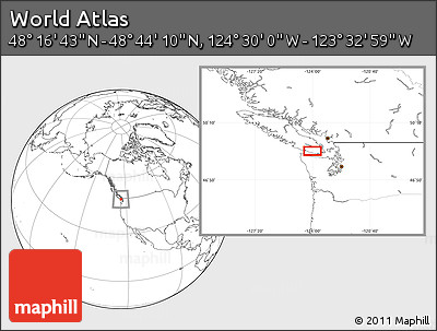 Blank Location Map of the Area around 48° 30' 27" N, 124° 1' 30" W