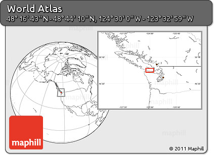 Blank Location Map of the Area around 48° 30' 27" N, 124° 1' 30" W